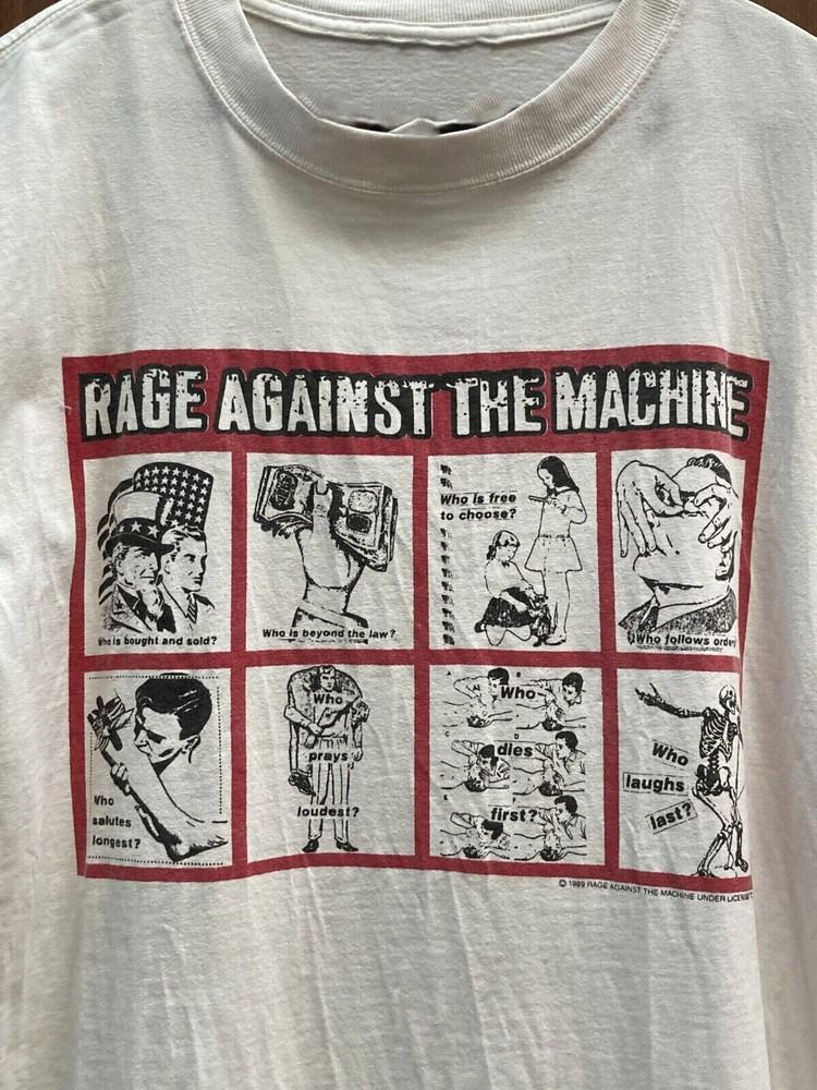 

Rage Against The Machine 1999 Short Sleeve White All Size Shirt AH1363 Unisex T-Shirt L