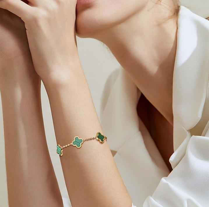 Edelstahl Kleeblatt Armband für Damen - Nicht verblassender Titanschmuck, High-End Ins-Stil