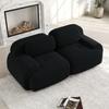 Loveseat Sofa Corduroy, Frameless, Combinable with Curved Armrests and Non-Slip Underside, High-Elastic Padding for Living Room, Bedroom, Black