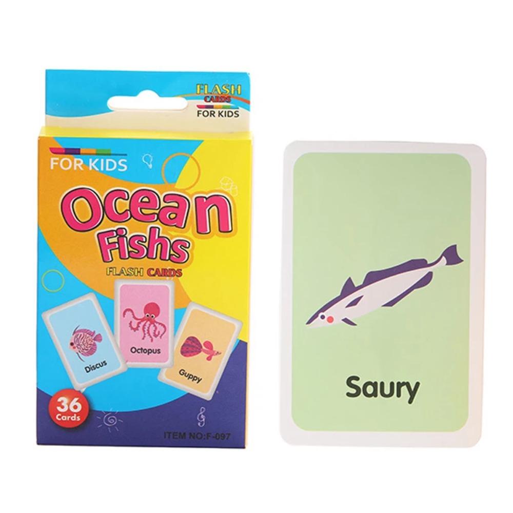 36 Cards/Box English Cognitive Card Animal Shape Fruit Color English Words for Baby Early Learning Educational Toy