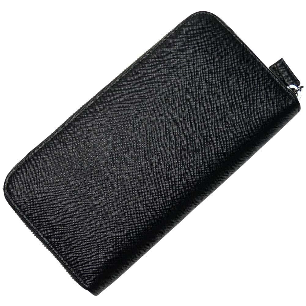 Dlouhá peněženka s kulatým zipem, reliéfní kůže 2ML317 QHH F0002 černá [Prada] Pánská [Položka]
