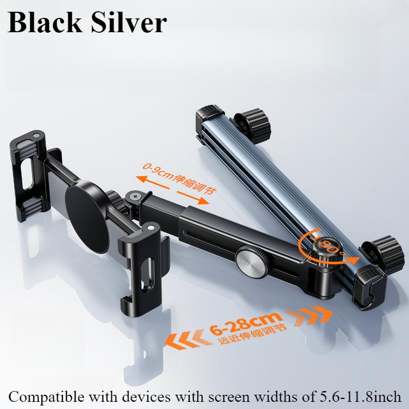 Oatsbasf Car Tablet Holder for Headrest Extension Arm Adjustable Car Mount for Back Seat Phone Stand for iPhone iPad with Hooks