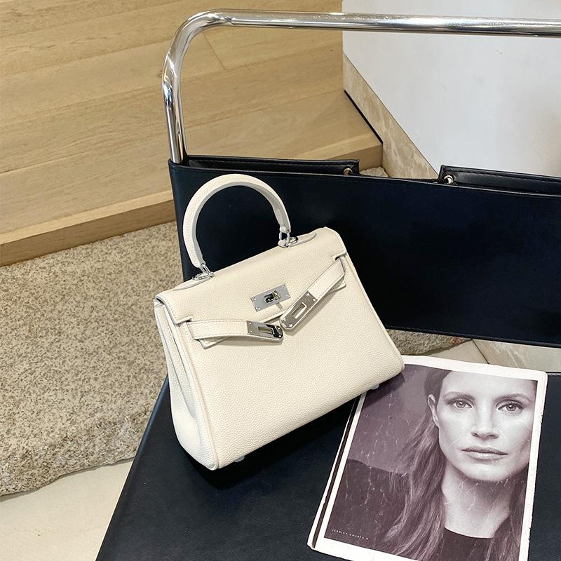 

Handbag New Style Fashion Versatile Kelly Bag Texture Palm Print Mobile Phone Bag Shoulder Messenger Bag Women білий