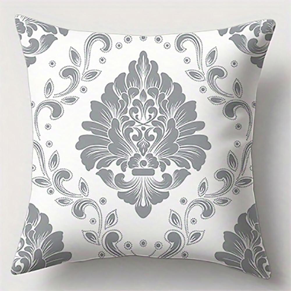 Gray Floral Pattern PillowcaseSuitable for Sofa Car Bedroom Decorative Cushion Cover Pillow Cover
