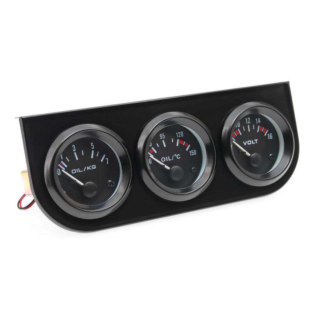 52mm 3 in 1 Triple Gauge Kit oil Temp Gauge 50-150℃ Oil Pressure Gauge 0-7 OIL/KG Voltmeter 8-16V With Temp&Pressure Sensor