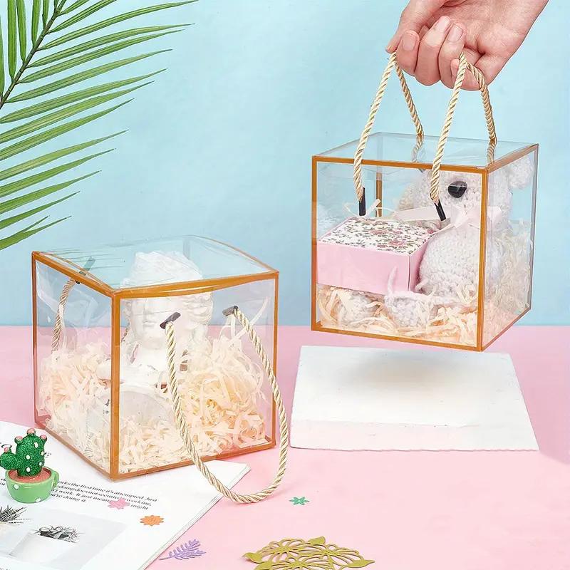 WTEMPO 10PCS Transparent Plastic Gift Boxes with Ropes Foldable Cube Clear Boxes Birthday Wedding Party Decor Favor Treat Boxes