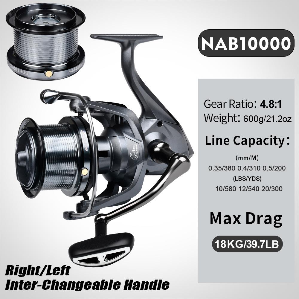 

Металлический коромысло прялка 4.8:1 5+1BB колесо для морской рыбалки якорь для рыбы дальний заброс лески колесо натяжение 18 кг 10000#