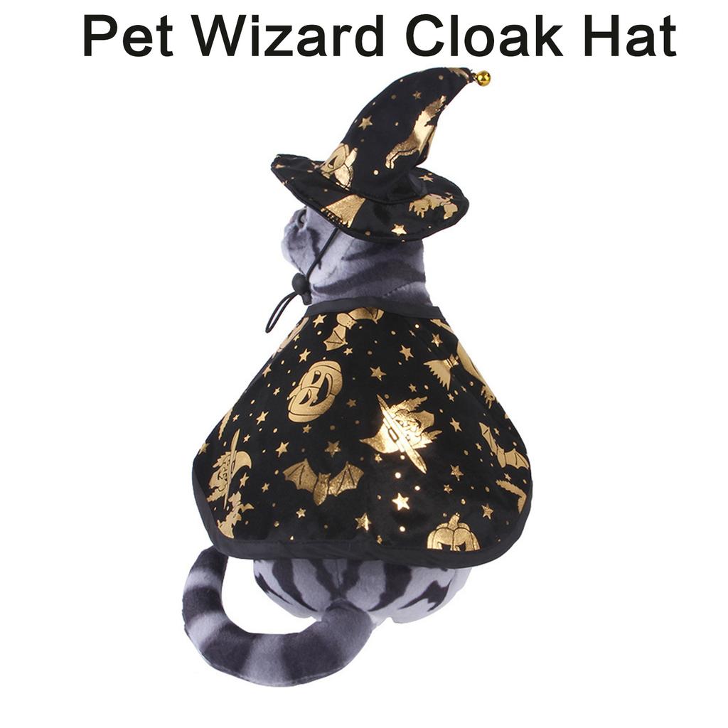 Pet Witch Hat Witch Costume for Dogs Pet Halloween Holiday Accessories Star Print Hat Suitable for Cats and Dogs