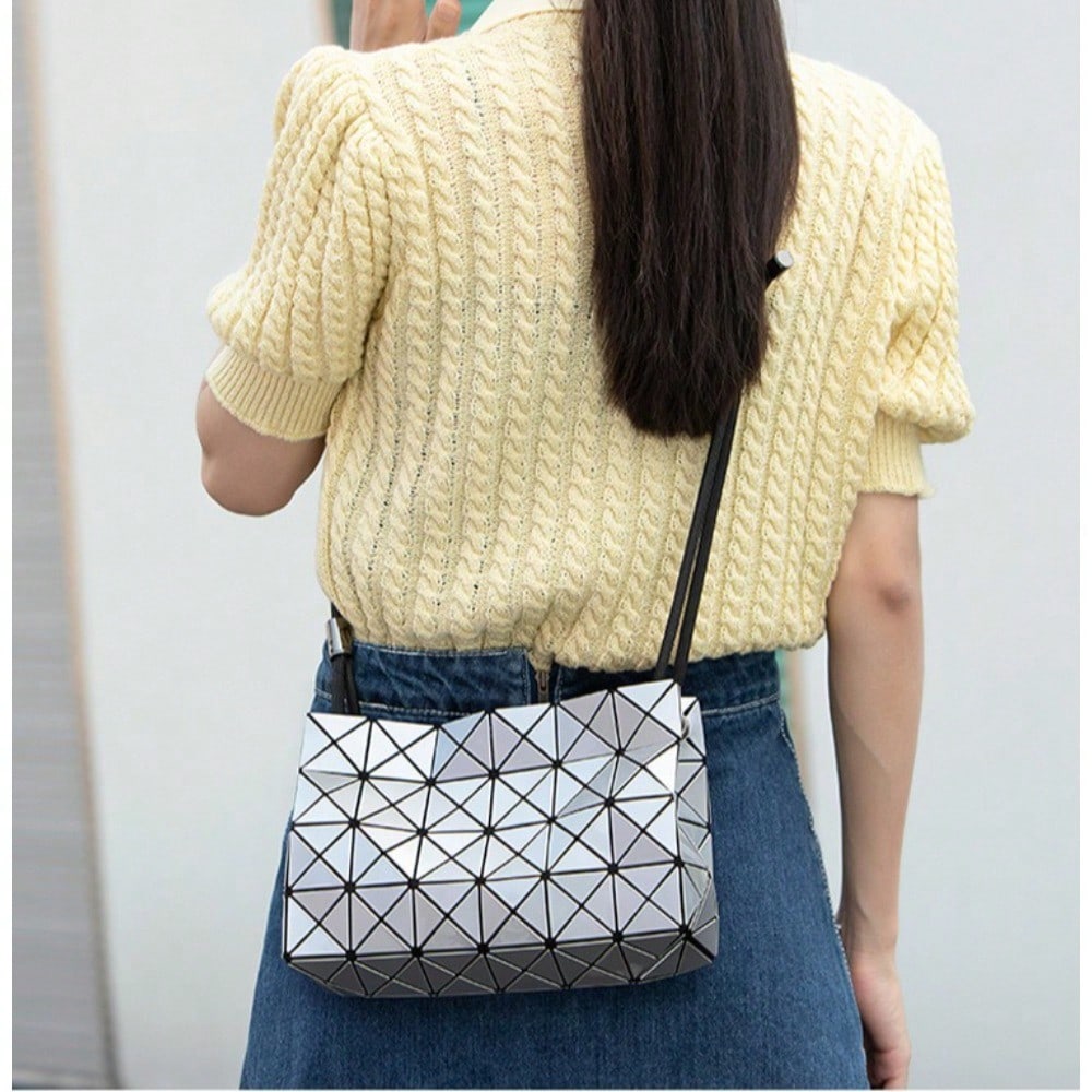 Summer Fashion Simple Shoulder Women's Bag Trend Rhombus Geometric Folding Bag Crossbody Underarm Bag