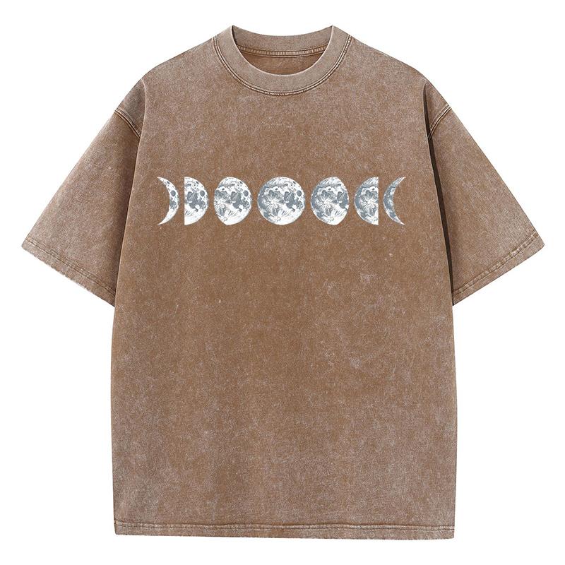 Moon Pattern Art Design Tee Clothing Men'S Versatile Youth Tshirt Aesthetic Personality T Shirts Chic Short Sleeved