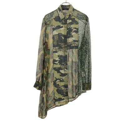Camouflage Long Sleeve Asymmetry Shirt XS Different Material Women Used
