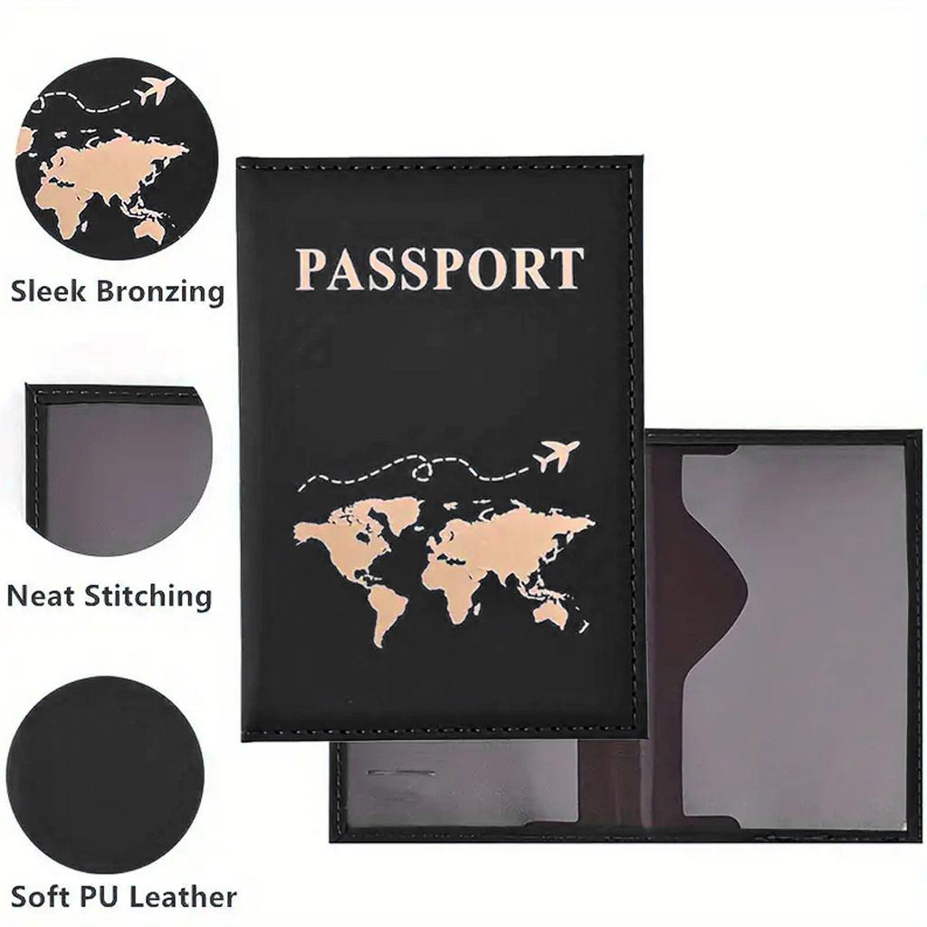 Fashion Passport Protector World Pattern Travel Passport Clip Wallet Gift PU Leather Card Holder Unisex Storage Bag.-zmt