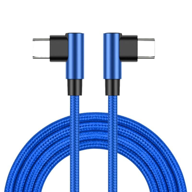 Nylon Braided USB C To USB C PD60W Charging Cable Double 90 Degree Bend Design For Smartphones And Laptops
