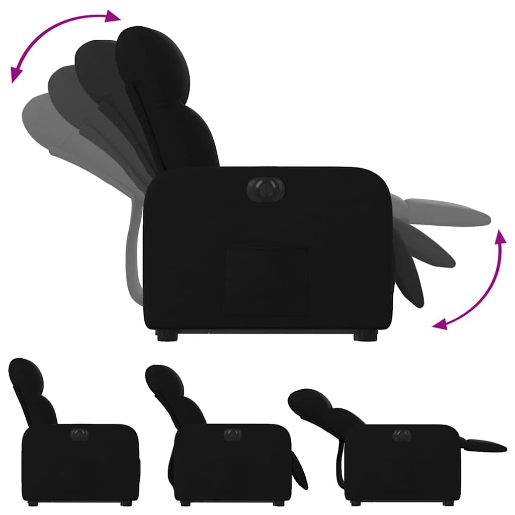 Electric Recliner Chair with Rising Function Black Fabric