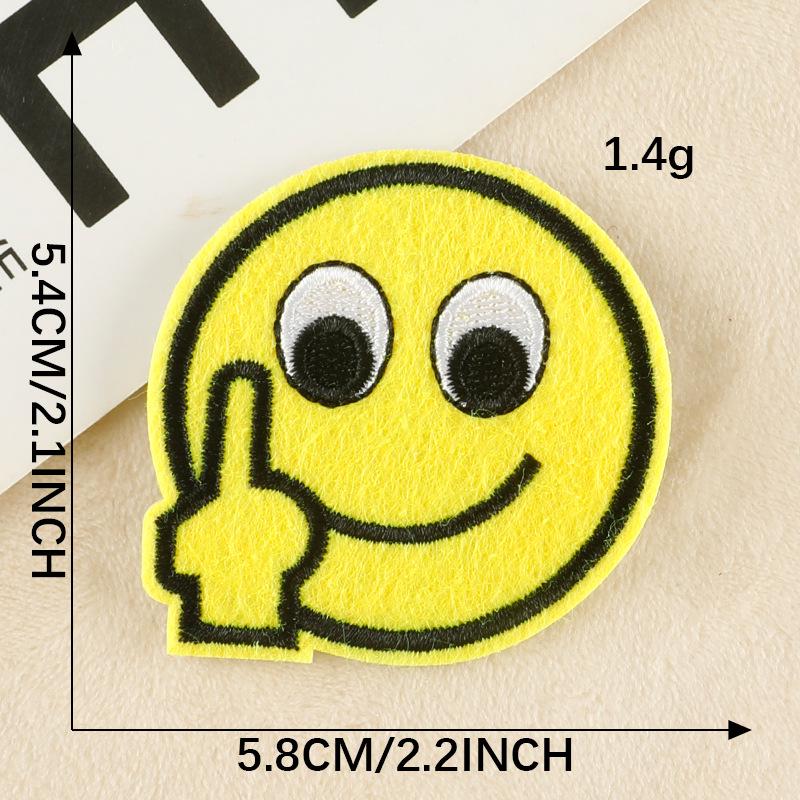 Patch Bordado de Rosto Sorridente de Desenho Animado para Chapéus, Bolsas e Roupas