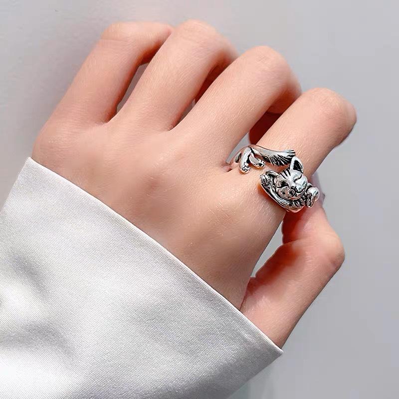 Adjustable Retro Korean-Style Non-Fading Cat Ring