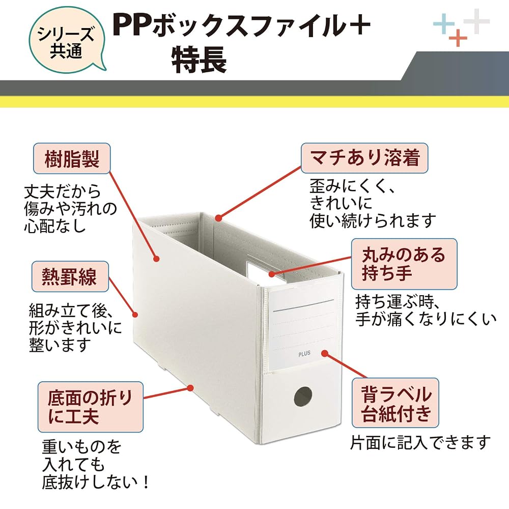 Plus File Box PP Box File+ Half Size White 5-Pack 76001 x 5