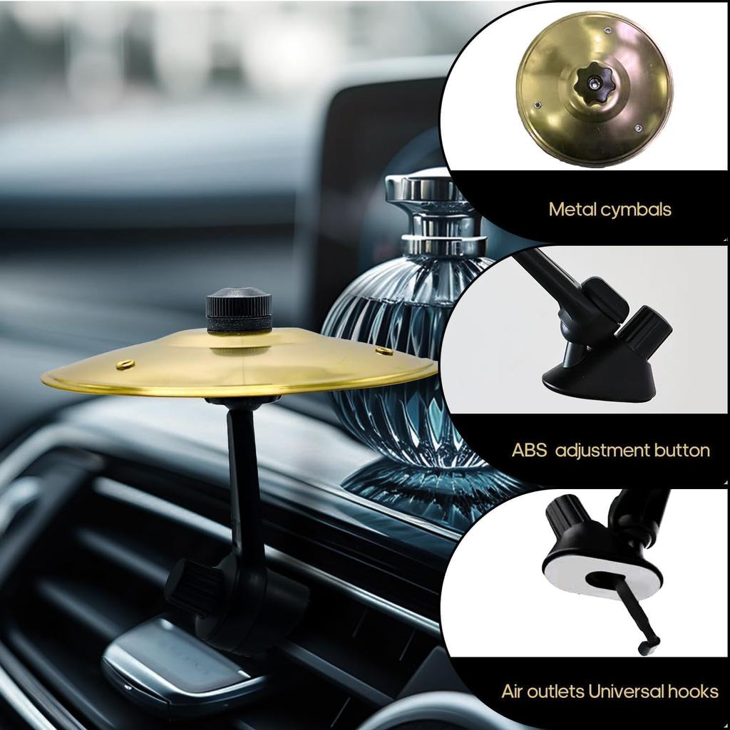 Car Cymbal Air Vent Mini Drum Crash Cymbal For Car Dashboard, Compact & Durable Musical Car Accessory For Drivers, Fits All Vehicles