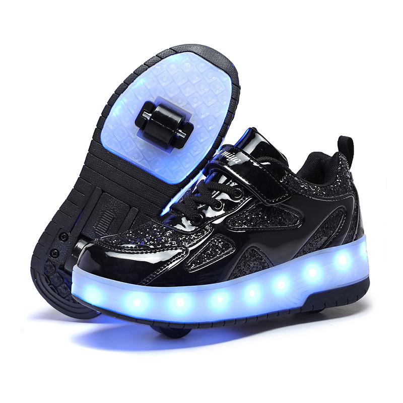Children's Runaway Shoes Invisible Double Wheels Removable Teenagers Charging with Lights Colorful Luminous Roller Skates