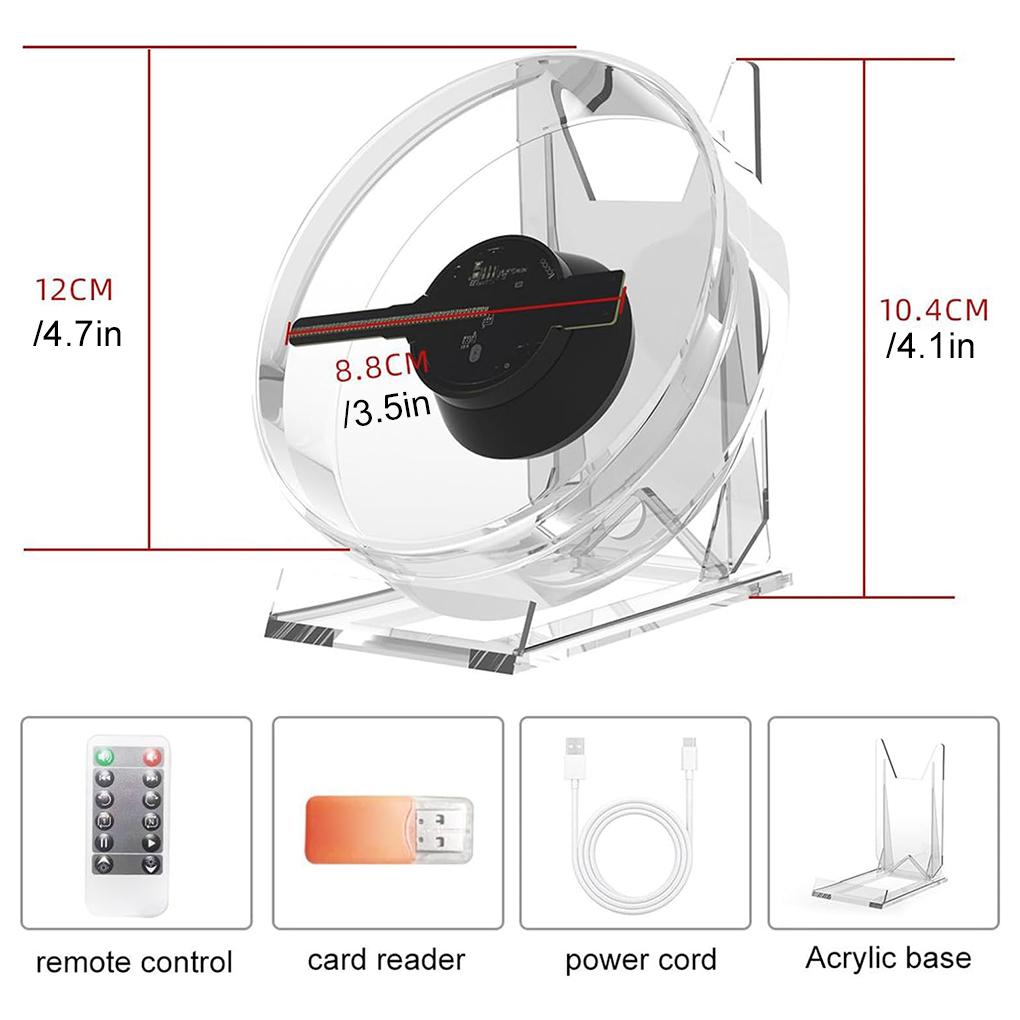 3D Hologram Fan Mini 3D Holographic Projector Advertising Display Light HD Holographic Projector for Stores Bars Party Xmas