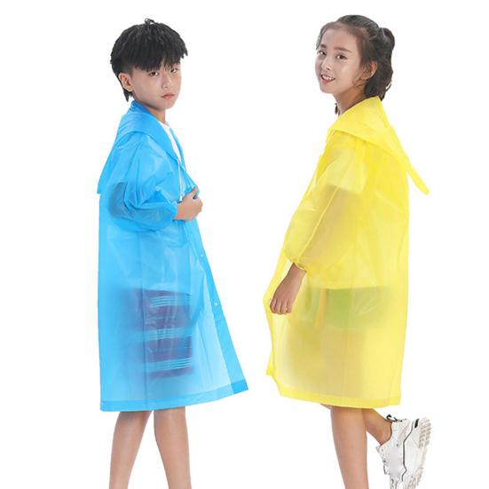 Kinder Regenmantel für Jungen und Mädchen, durchsichtig, mit Kapuze, EVA, lang, Regenschutz, Outdoor-Regenbekleidung