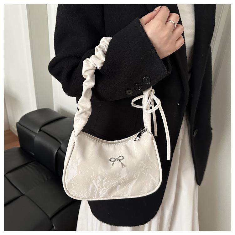 Korean Style Ruched High Aesthetic Armpit Bag for Women, Retro Single Shoulder Handbag, Personalized Handheld Purse