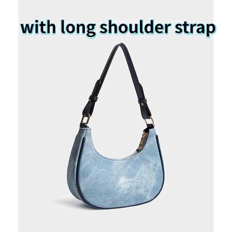Casual Women Half Moon Underarm Bags Gray PU Leather Hobos Shoulder Bag for Female All Match Ladies Crossbody Bag Purse Handbags