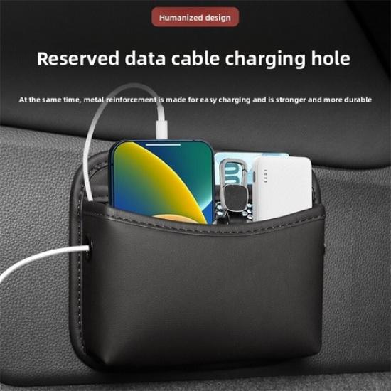PU Leather Car Storage Bag Self-Adhesive Center Console Multifunction Organizer