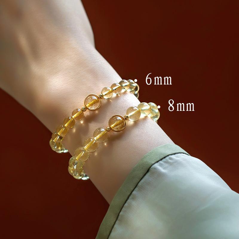 Natural Yellow Crystal Bracelet for Women with Pixiu and Titanium Crystal, Golden Rutilated Crystal Bracelet, a Summer Gift for a Girlfriend Ethnic