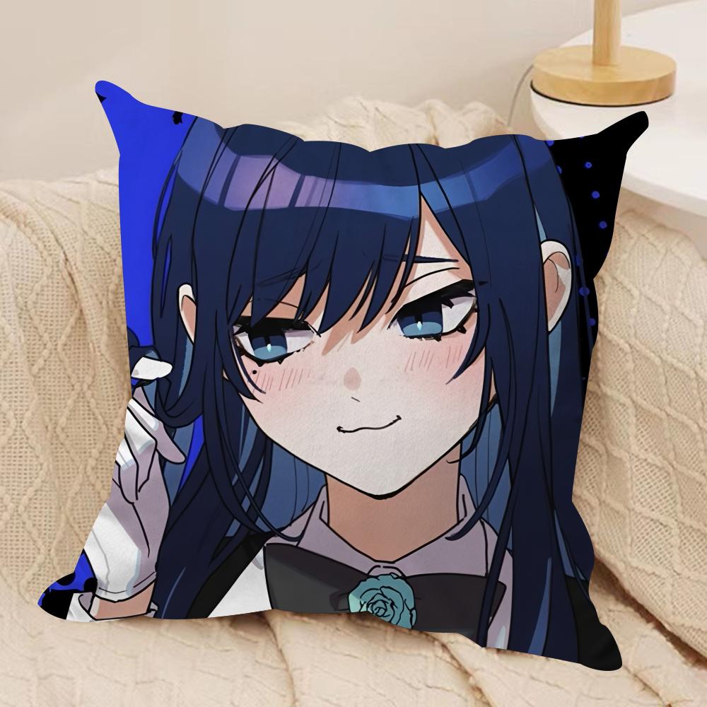 AAdoS anime cute Cushion Cover Silky Short Plush Invisible Zipper Dustproof Sofa Pillow Case for Home Decor