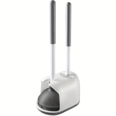 Tuvalet Pompası ve Fırçası, 2'si 1 Arada Tuvalet Fırçası Pompası Seti Tutucu, Banyo Temizleme Aletleri Seti ve Caddy Standı (beyaz