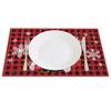 Christmas Placemats Santa Reindeer Sleigh Snowflakes Print Merry Christmas Festive Linen Dining Mats Western Table Holiday Decor