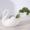 Creative White Swan Ceramic Flower Pot Multifunction Candlestick
