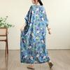 Kurzarm Plus Size Baumwolle Vintage Blumenmuster Neu in Kleidern für Damen lässig locker Maxi langes Sommerkleid