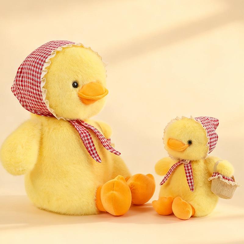 Yellow Duck Plush Toy with Scarf - Cute Little Doll Animal Figure, Perfect Birthday Gift Ornament