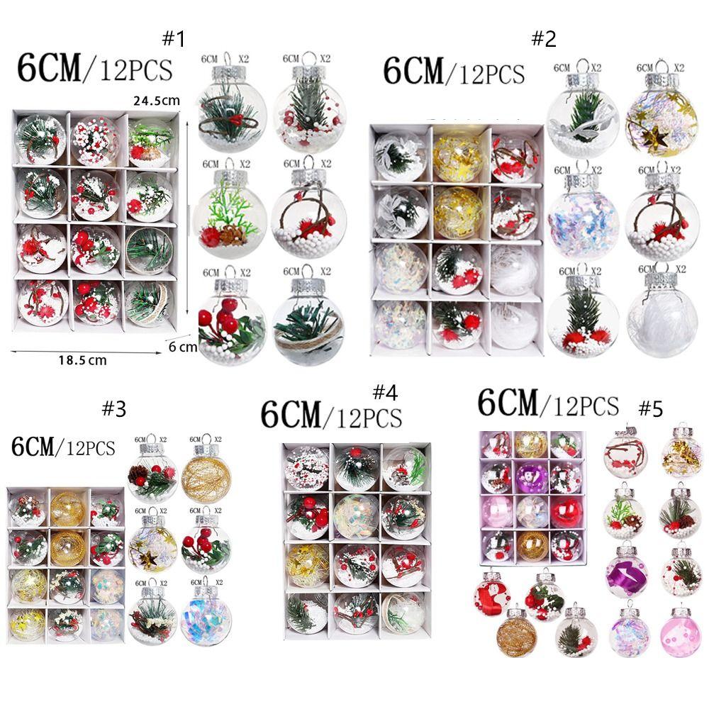 12pcs 6cm Transparent Christmas Balls PET Merry Christmas Tree Decor  Hotel Office Decor
