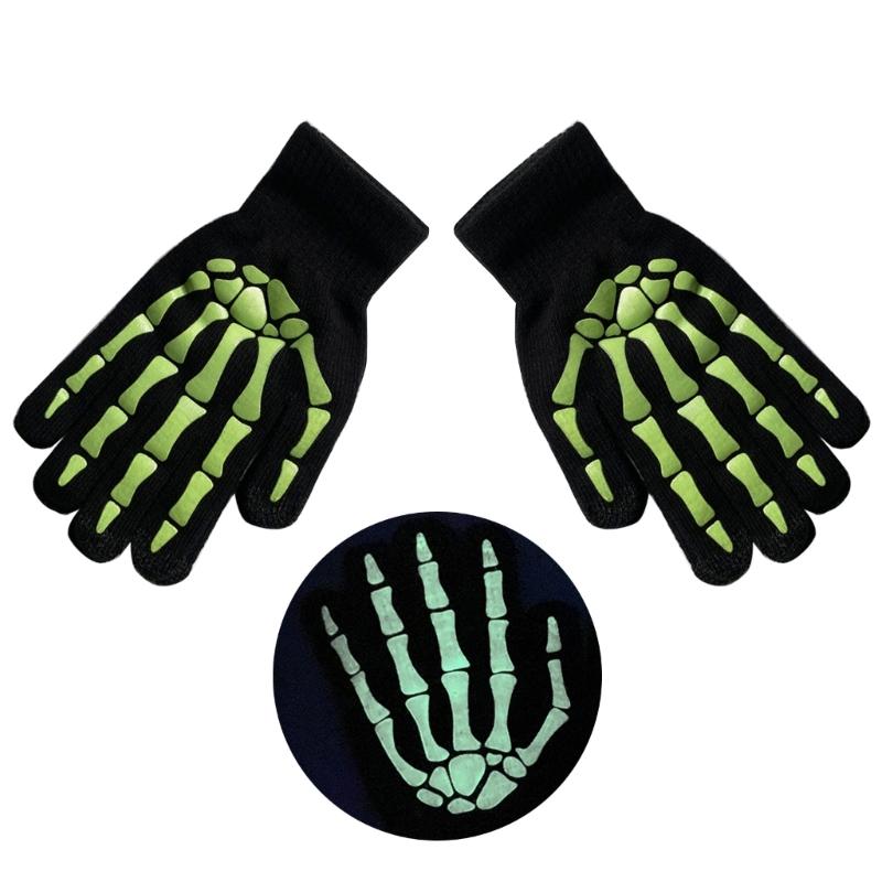 Glowing Hand Claw Gloves Full Finger Gloves Adult Unisex Gothic Knitting Gloves