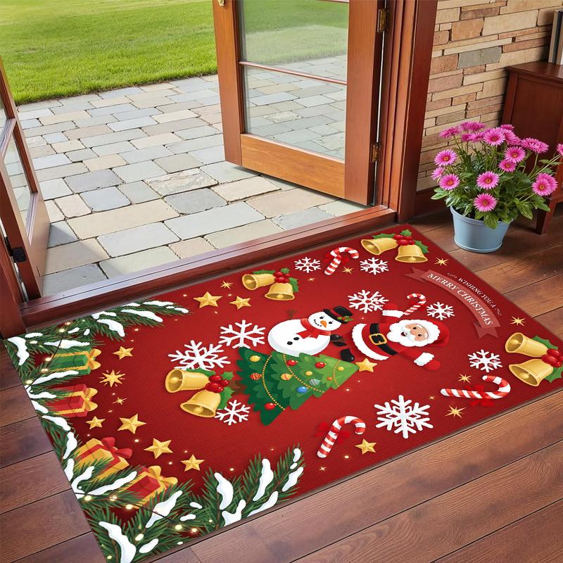 Christmas Printed Square Area Rug Soft Non Slip Floor Carpet For Bedroom Holiday Gift