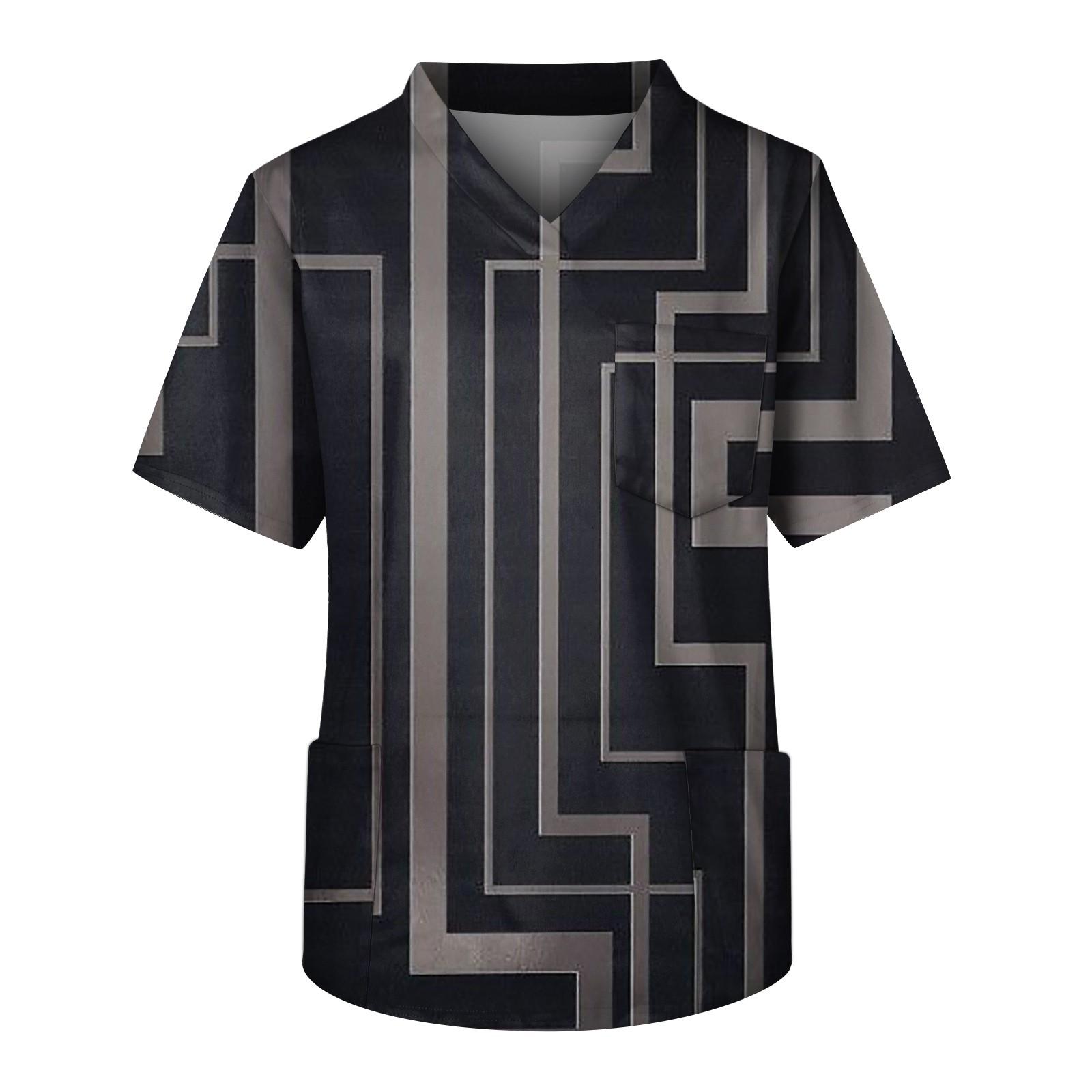 

Модный мужской топ с коротким рукавом и V-образным вырезом с принтом и карманом на груди M чёрный