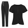 Ladies' Comfortable And Casual Solid Color Short Sleeved Pants Protective Suit Set