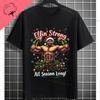 Funny Muscular Santa Christmas Gym Graphic Tshirt Casual Sports Humor Style Pure Cotton Shortsleeve Tshirt Outdoor Clothing