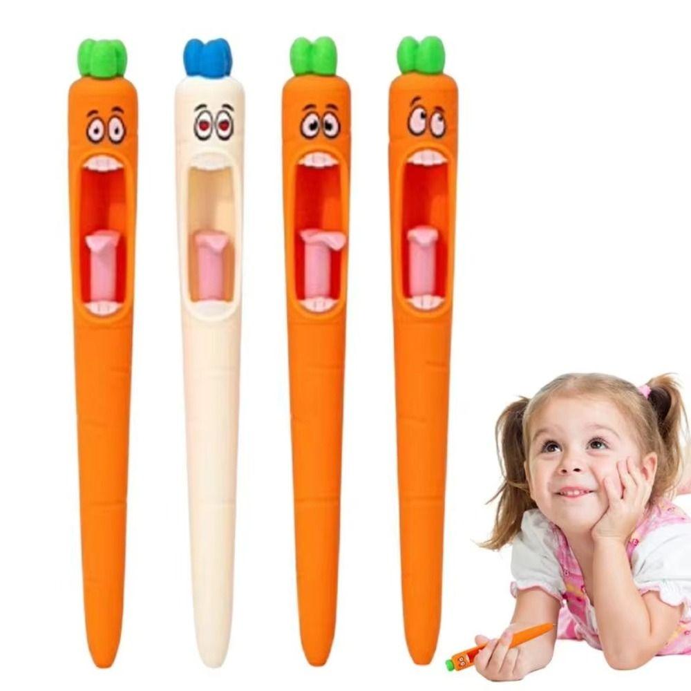 4Pcs/Box Multifunction Carrot Shaped Gel Pen ABS Carrot Ink Pen Student Writing Pen  School Home