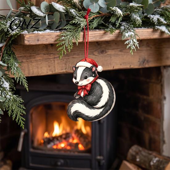 Christmas Atmosphere Hanging Props 12/24Pcs 2D Wooden Ornaments, Woodland Animal Decorations, Forest Tree Ornaments Creature Ornament for Tree,