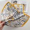 Literary Geometric Square Color Matching Trend Printing Small Square Scarf Temperament Multi-Functional Shawl Foreign Style Silk Scarf
