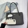 Casual PU Women's Shoulder Bag Large Capacity Black Beige Blue Shopping Bag Minimalist Design Tote Bag
