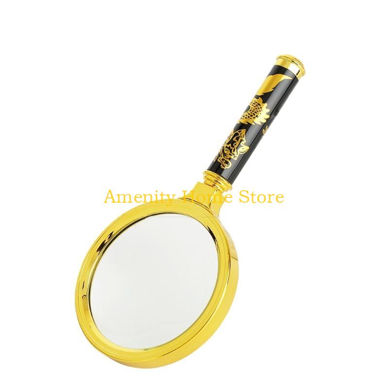 F26C Handheld Magnifier Reading Magnifier Loupe Glasses 5X7X8X10X with Dragon Design