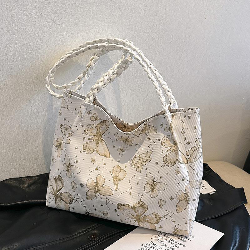 Geantă de umăr cu un singur lanț pentru studenți, cu capacitate mare, la modă, în clasa, versiunea coreeană, cu fluture, la modă și frumoasă