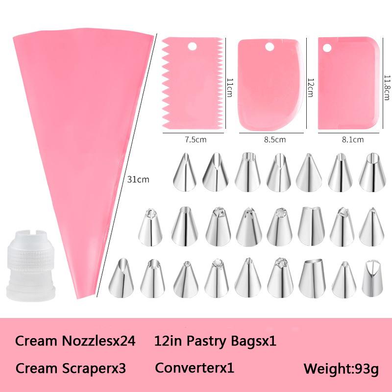 14/29 Pcs Cream Nozzles Set Kitchen Bakery Cake Icing Piping Cream Cake Decorating Tools Accessories Reusable Pastry Bags