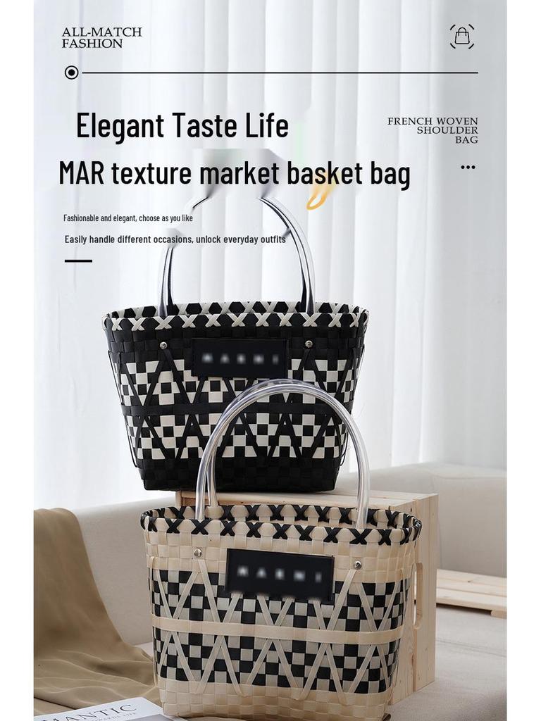 Peach Bud Wedding Basket: Handheld Knitted Gift Bag – Perfect for Bridesmaid or Bestie Favors