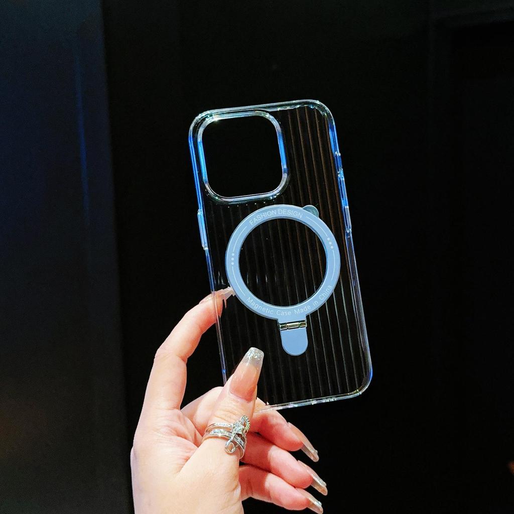 Apple 16 Pro Max Case: Transparent, Non-Slip, Corrugated Shell with Integrated Stand for iPhone 16 Series, Skin-Feel Finish